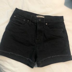 Madewell high rise black denim shorts